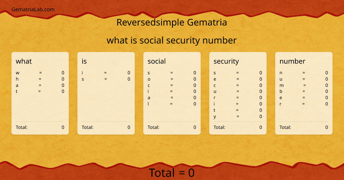 what is social security number in reversedsimple Gematria